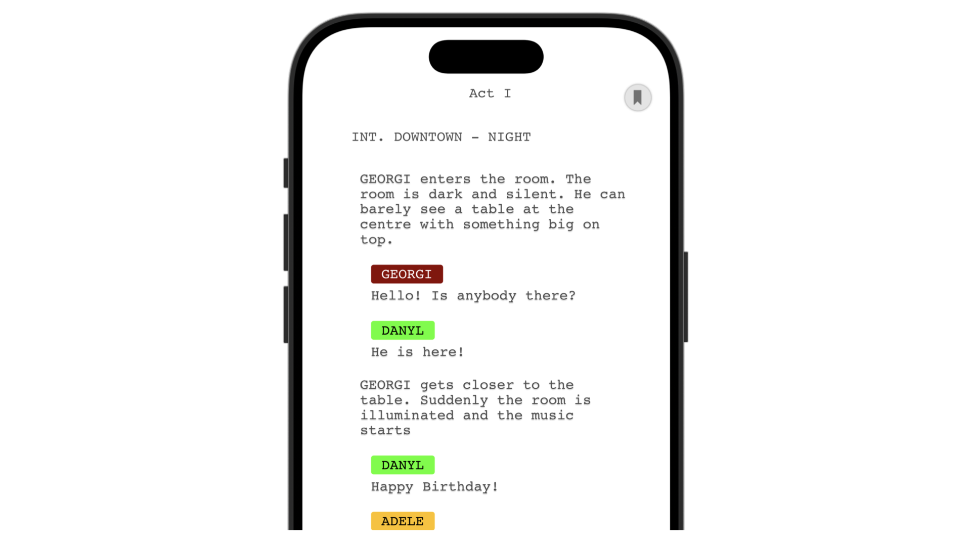 Writing your script with TwelvePoint means that you can tune your narrative at any time effortlessly. - iOS